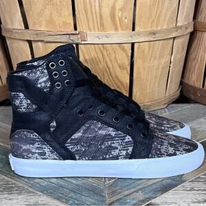 Supra Skytop Muska 001 Snake Black Grey Canvas Hi-Top Sneakers Womens Size 7